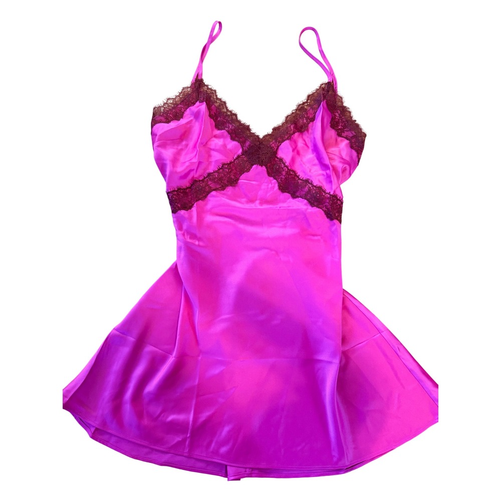 NWT Victorias Secret Satin Lace Trim Slip Dress Nightgown Y2K